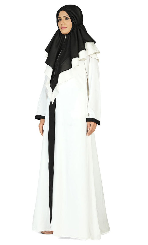 Women's Contrasted Black And White Prayer Dress - EastEssence.com