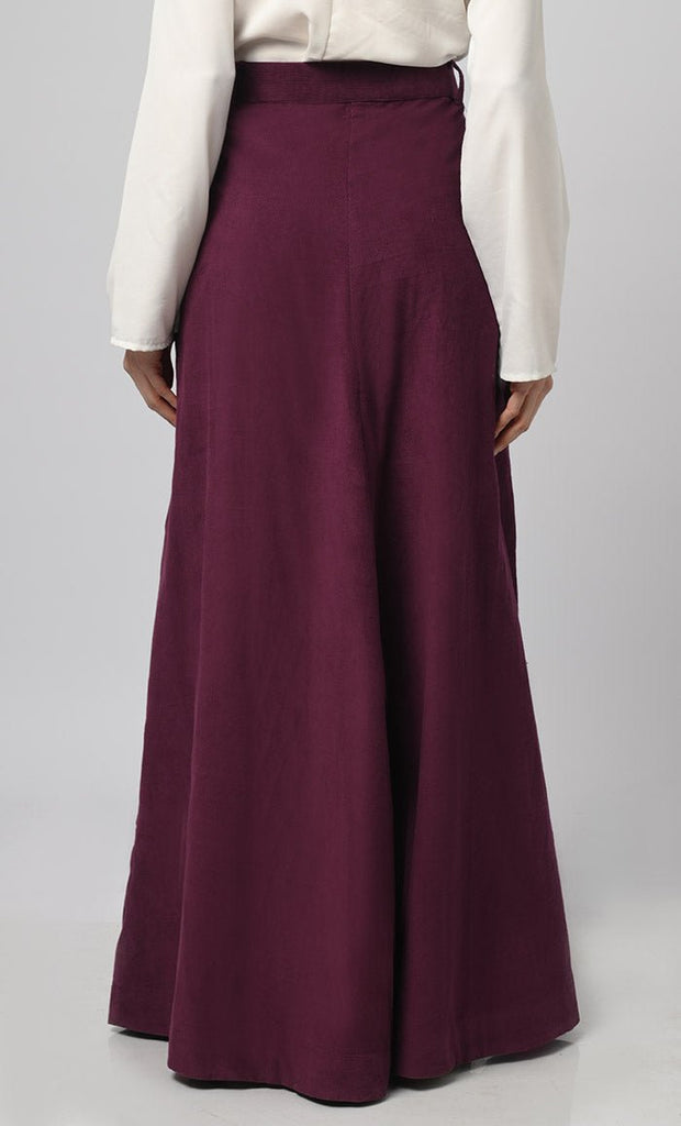 Women's Corduroy A-Line Skirt With Pockets - EastEssence.com