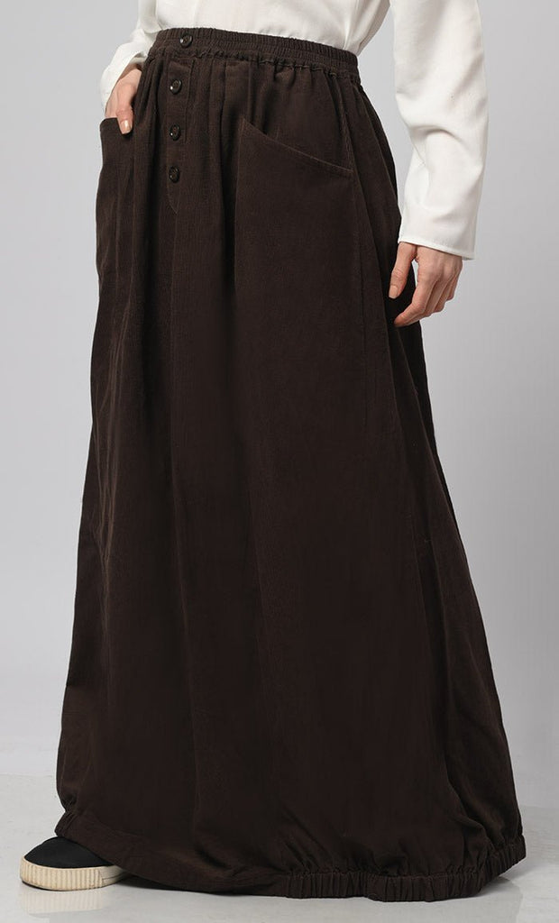 Women's Corduroy Skirt With Pockets - EastEssence.com