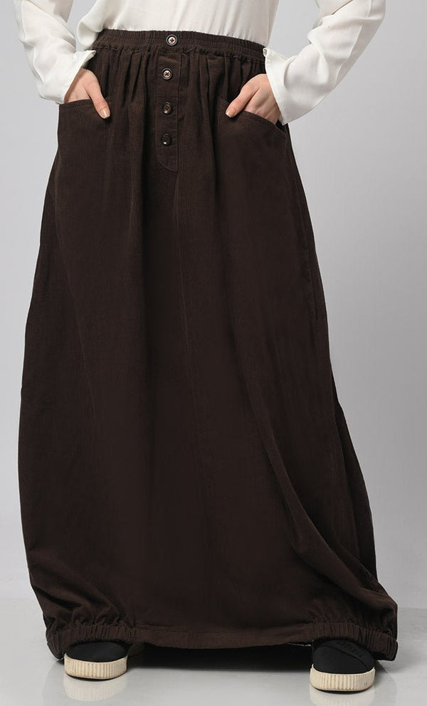 Women's Corduroy Skirt With Pockets - EastEssence.com