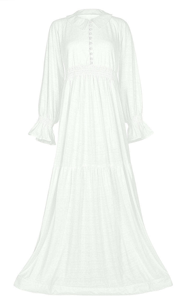 Abaya femme en jersey de coton blanc pour le quotidien