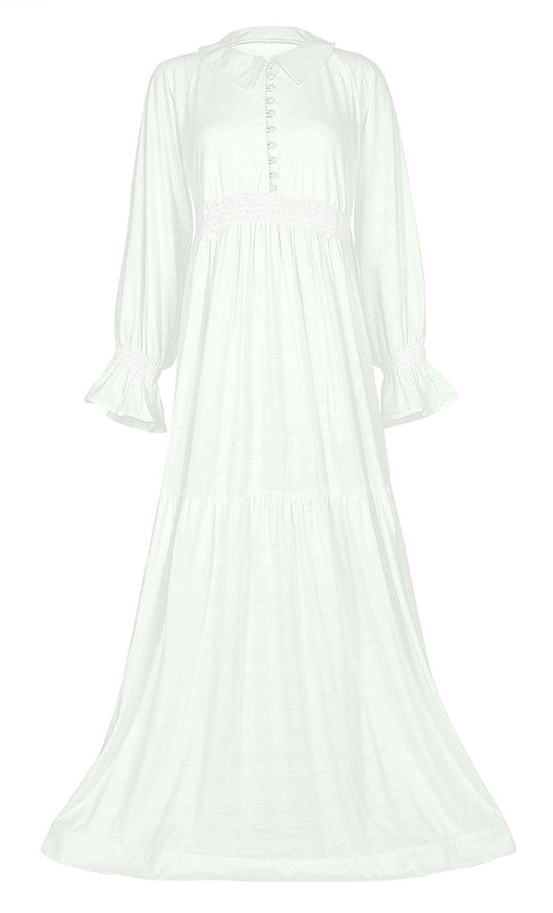 Women's Everydaywear White Cotton Jersey Abaya - EastEssence.com