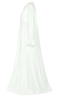 Women's White Cotton Jersey Abaya