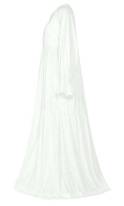 Women's White Cotton Jersey Abaya