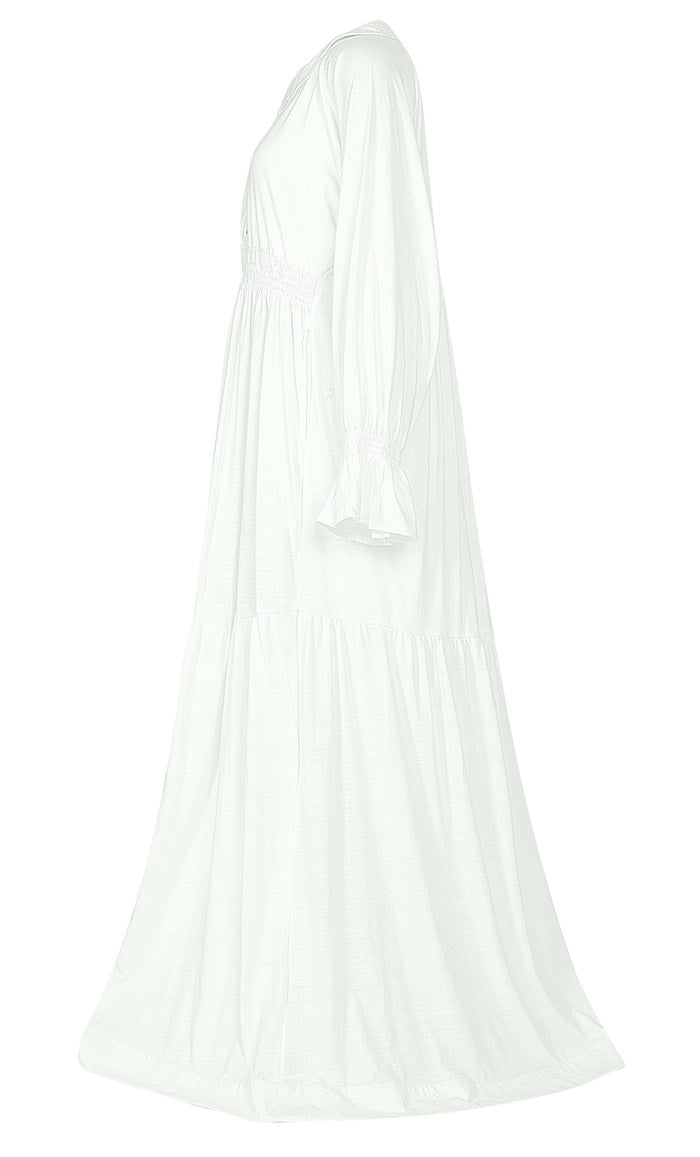 Women's White Cotton Jersey Abaya