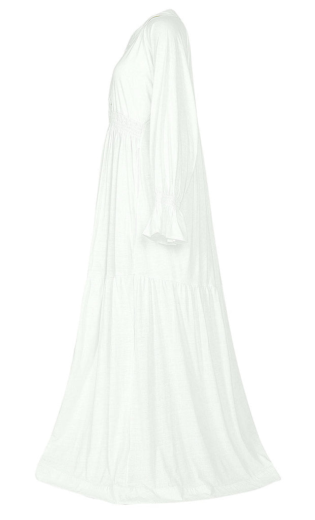 Women's Everydaywear White Cotton Jersey Abaya - EastEssence.com