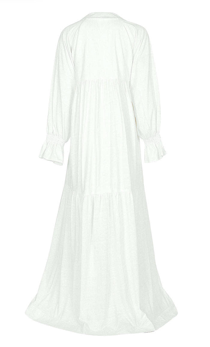 Women's White Cotton Jersey Abaya