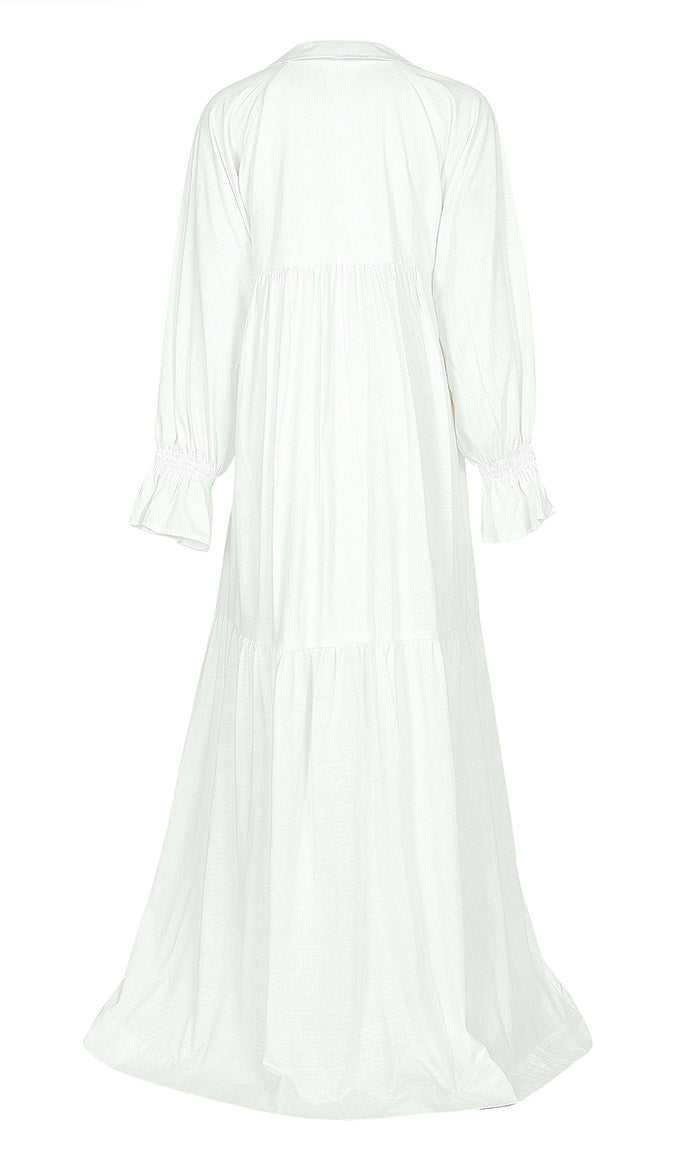 Women's White Cotton Jersey Abaya