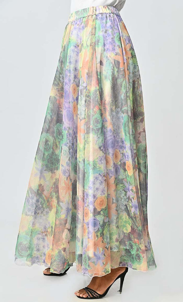 Women's Floral Printed Skirt With Pockets - EastEssence.com