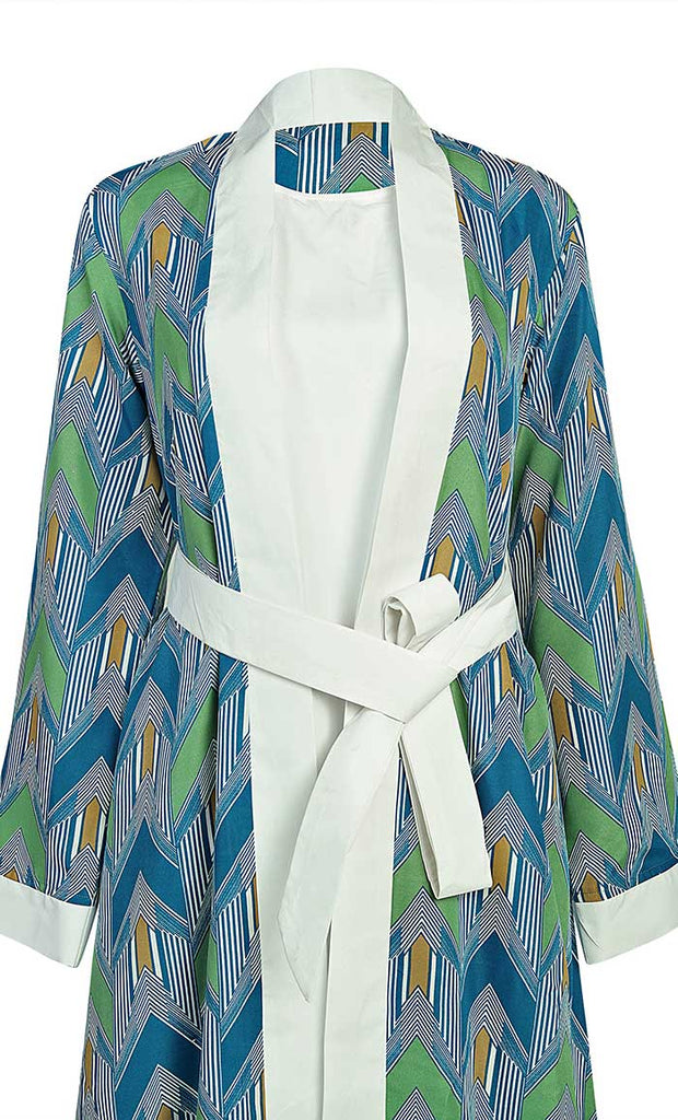 Women's Green Multi Abstract Printed Bhist With Lined Abaya - EastEssence.com