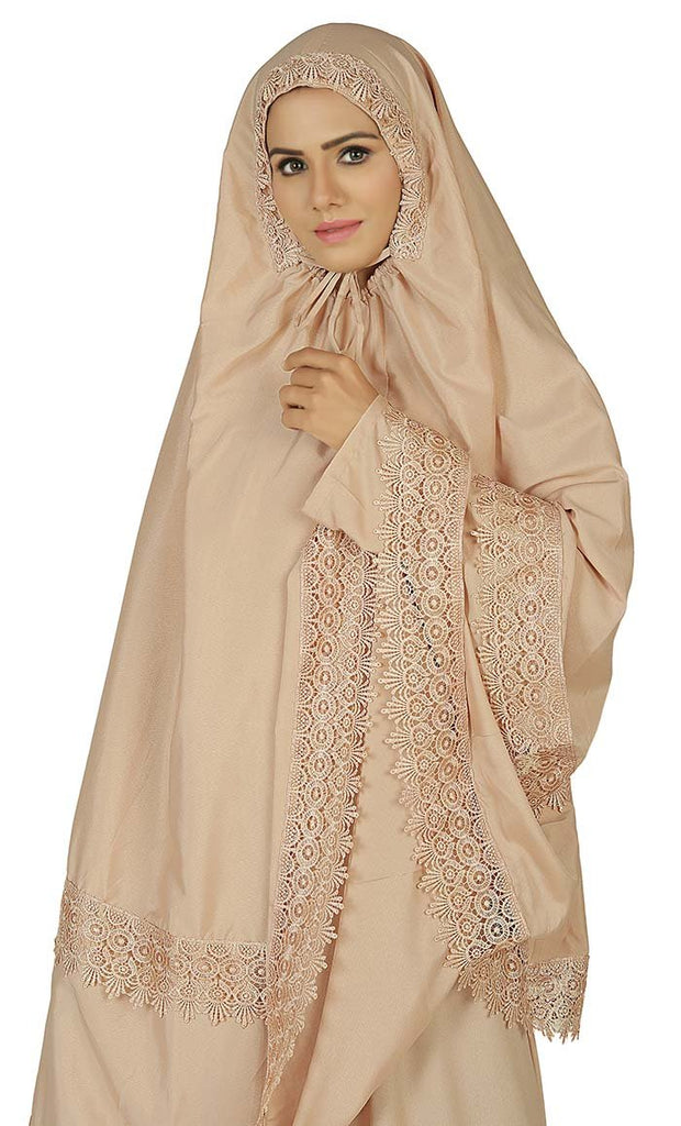 Women's Islamic Biege Prayer Dress/Burqa Set