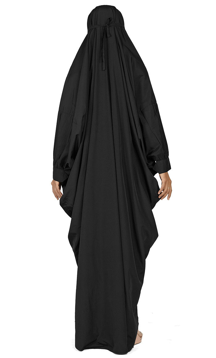 Women's Islamic Black Prayer Dress/Burqa Set
