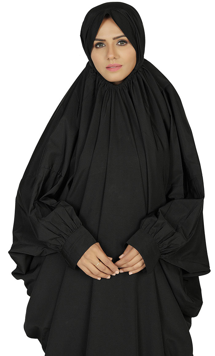 muslim black dress Gulzar Embroidered Modest Tunic | Clothing This dress comes equipped with the hijab partially attached to it Eid Black Abaya with Beaded