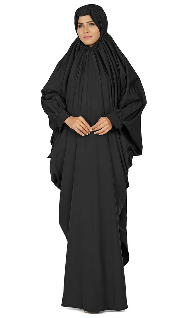 Women's Islamic Black Prayer Dress/Burqa Set - EastEssence.com