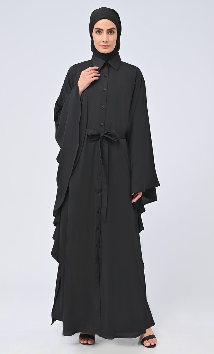 Women's Islamic Button Down Kaftan Abaya With Matching Hijab - EastEssence.com