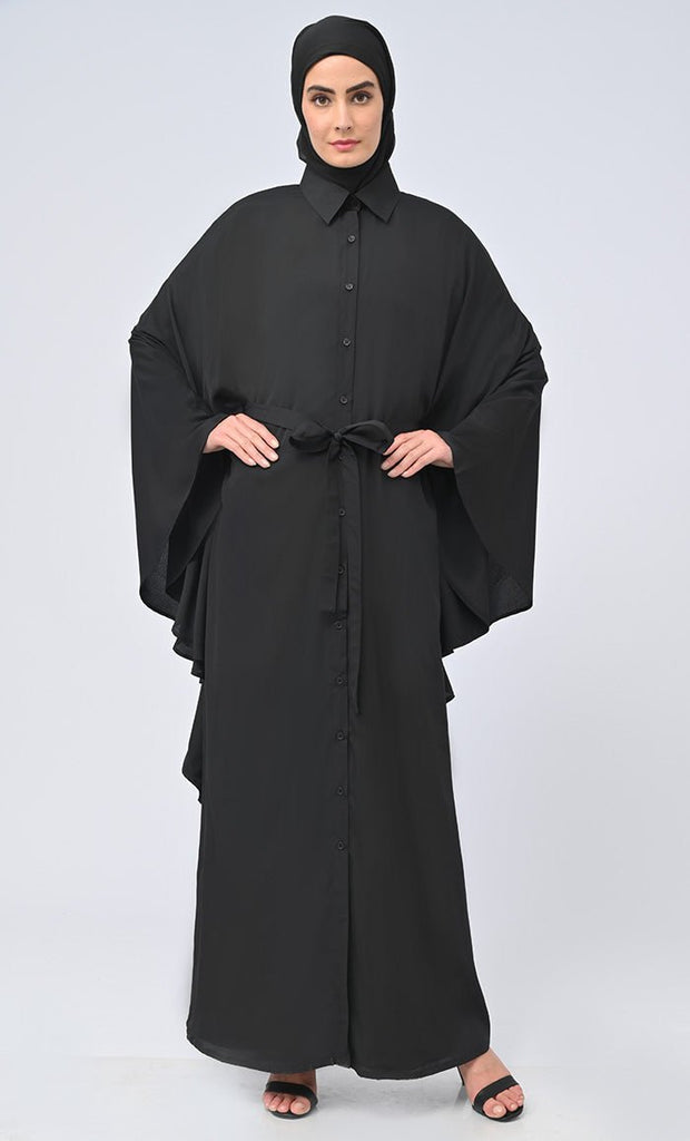 Women's Islamic Button Down Kaftan Abaya With Matching Hijab - EastEssence.com