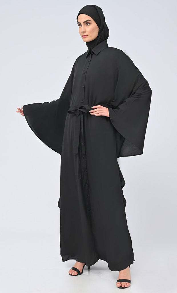 Women's Islamic Button Down Kaftan Abaya With Matching Hijab - EastEssence.com