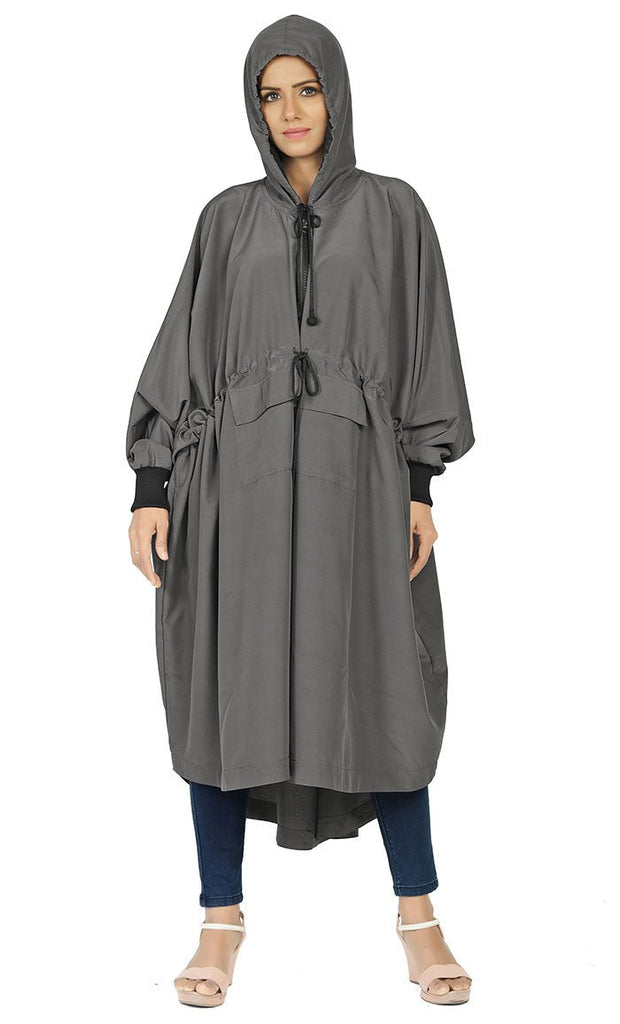 Women's Islamic Casual Grey Long Hoodie - EastEssence.com