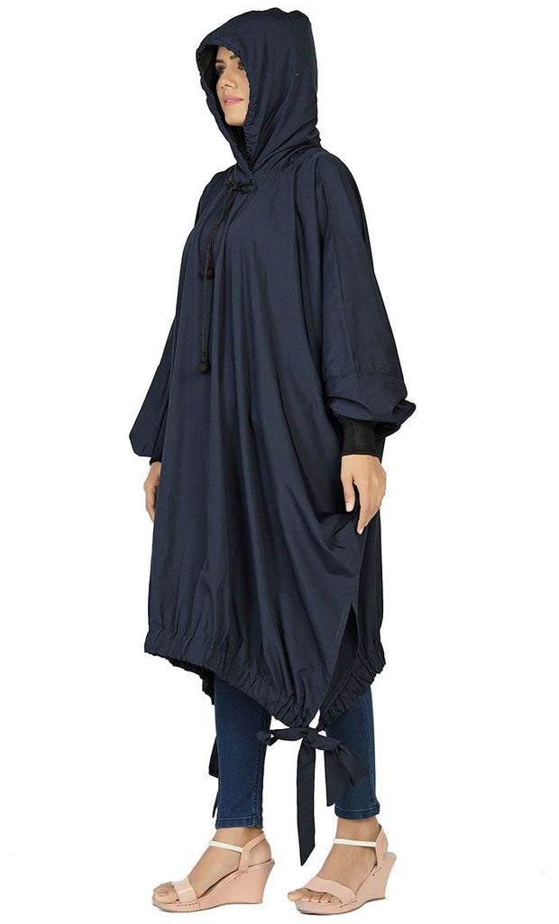 Women's Islamic Casual Navy Long Hoodie