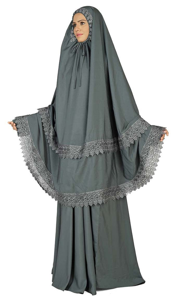 Women's Islamic Grey Prayer Dress/Burqa Set - EastEssence.com