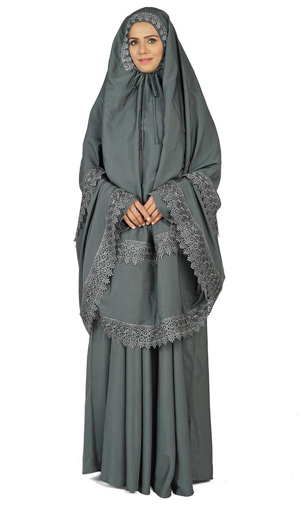 Women's Islamic Grey Prayer Dress/Burqa Set - EastEssence.com