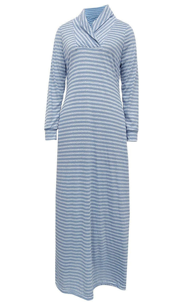 Women's Islamic Jersey Blue Stripe Abaya - EastEssence.com