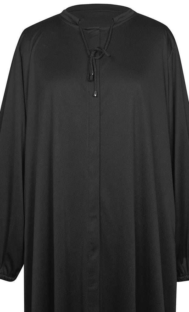 Women's Islamic Warm Black Button Abaya