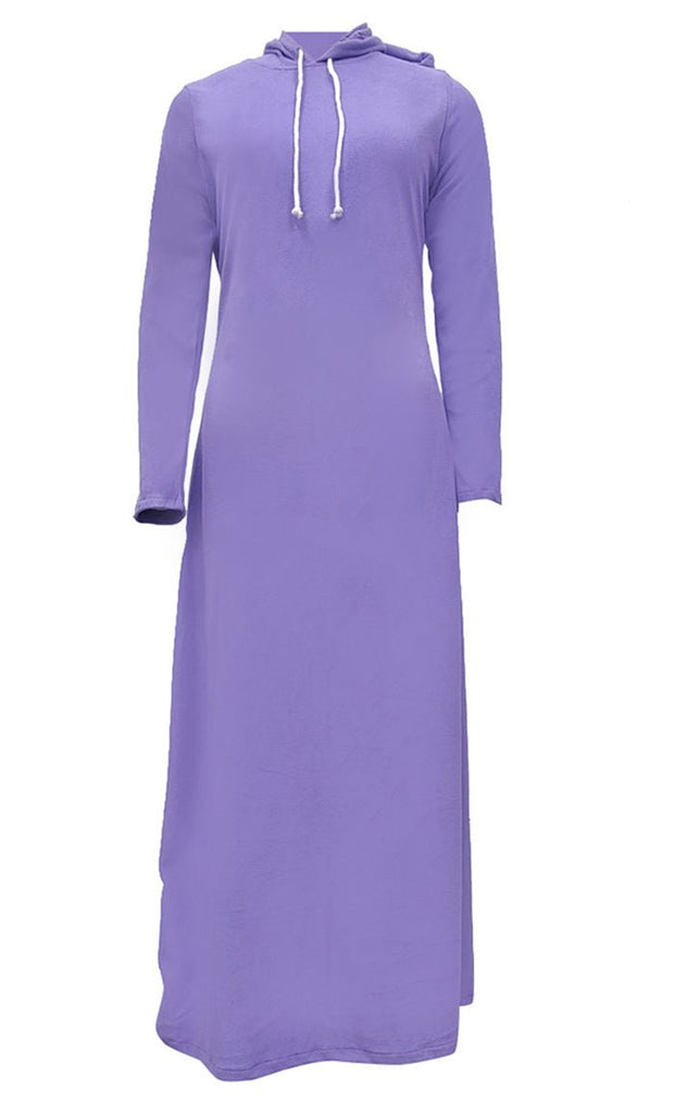 Women's Islamic Winter Hooded Lavender Soft Fleece Abaya