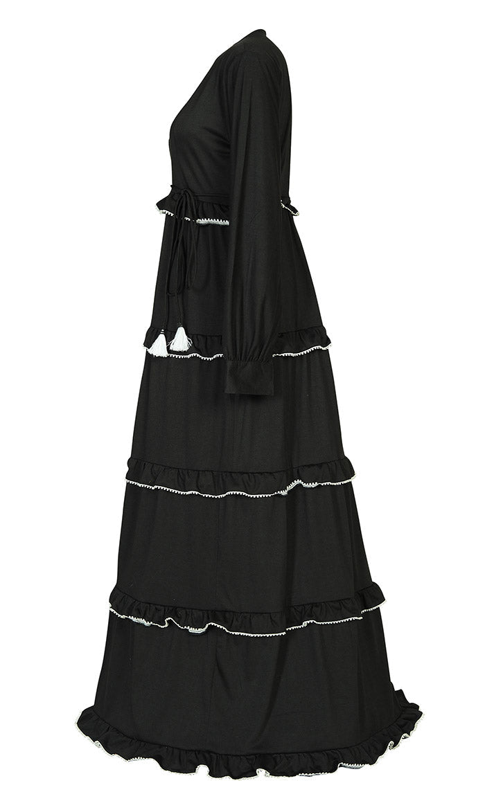 Women's Jersey Black Tiered Abaya