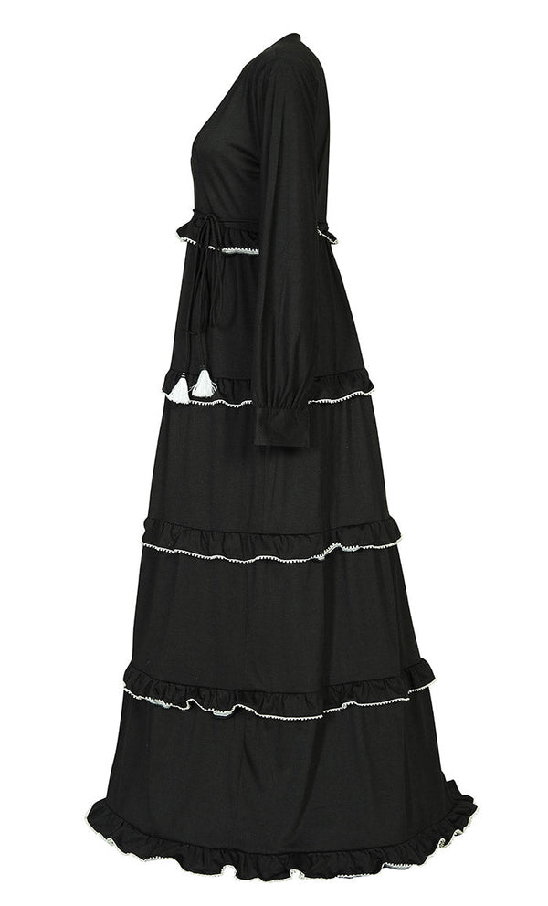 Women's Jersey Black Tiered Abaya