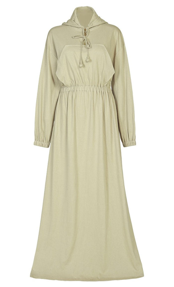 Women's Jersey Sand Hooded Abaya