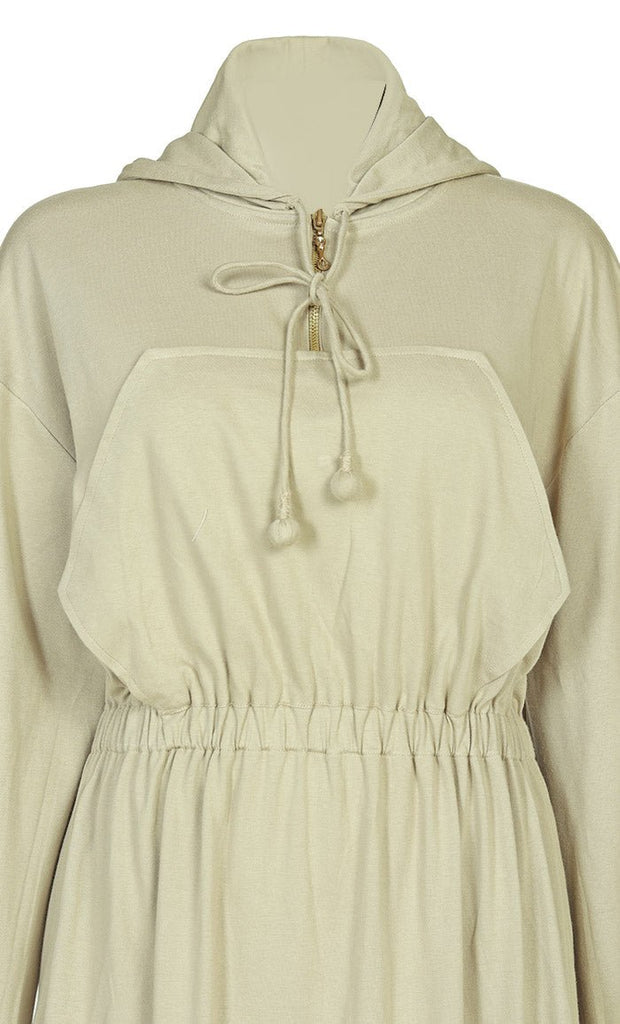 Women's Jersey Sand Hooded Abaya With Pockets - EastEssence.com