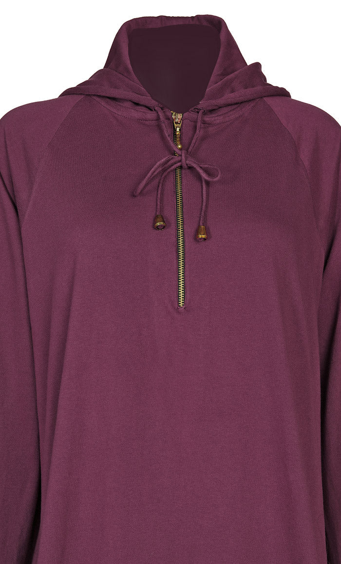 Women's Jersey Wine Hooded Abaya With Pockets - EastEssence.com