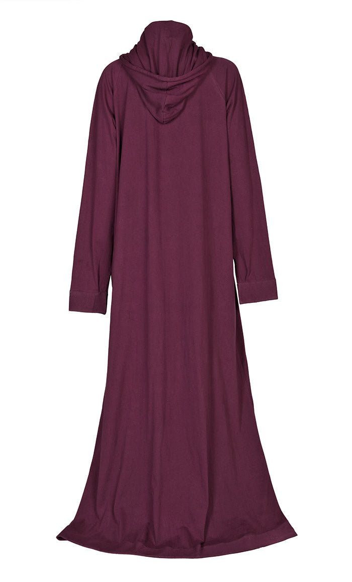 Women's Jersey Wine Hooded Abaya With Pockets - EastEssence.com