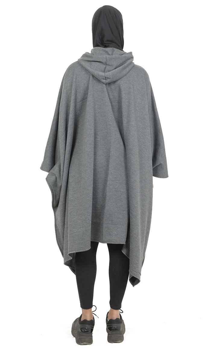 CLANE 25SS PONCHO SWEAT TOPS グレー Oversized Fleece Warm Hooded Overlay Poncho-Grey