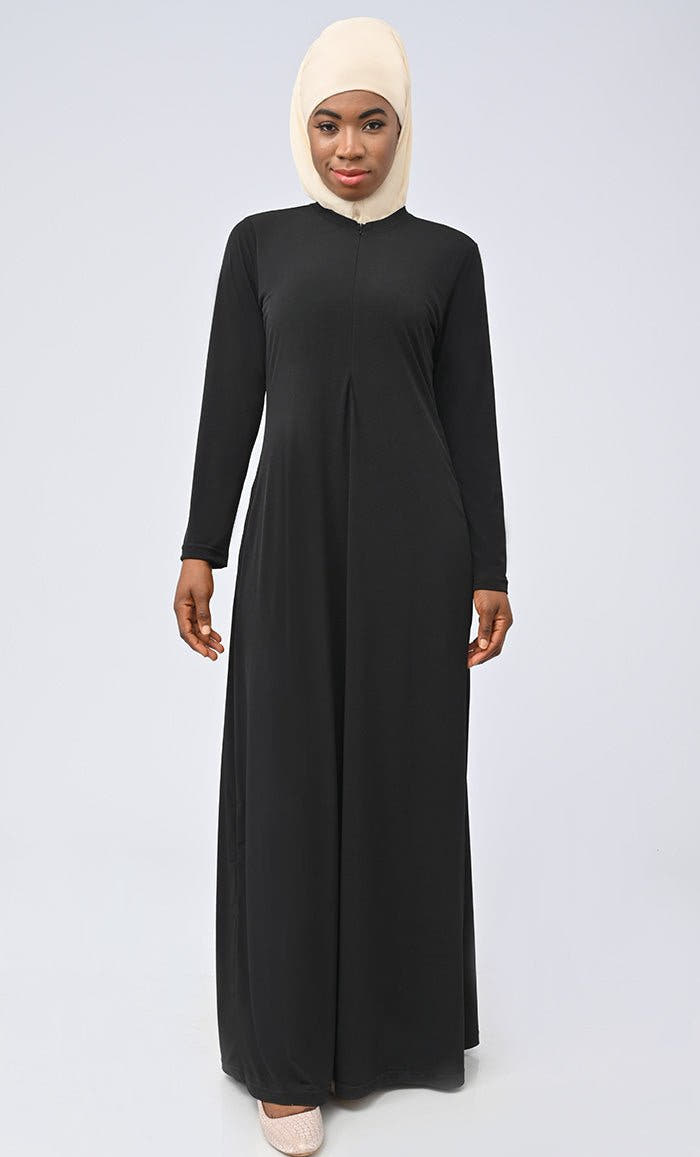 Doublure noire en jersey extensible pour femme, coupe longue