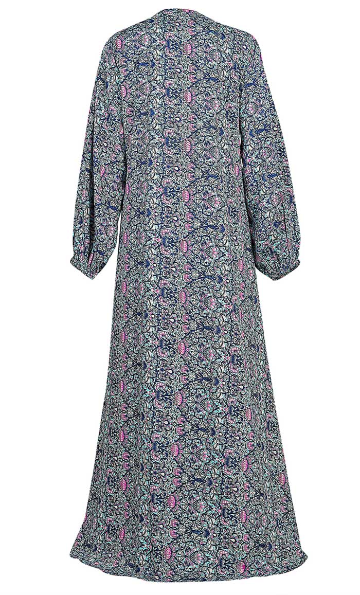 Women's Lotus Multi Printed Shrug With White Layered Abaya - EastEssence.com