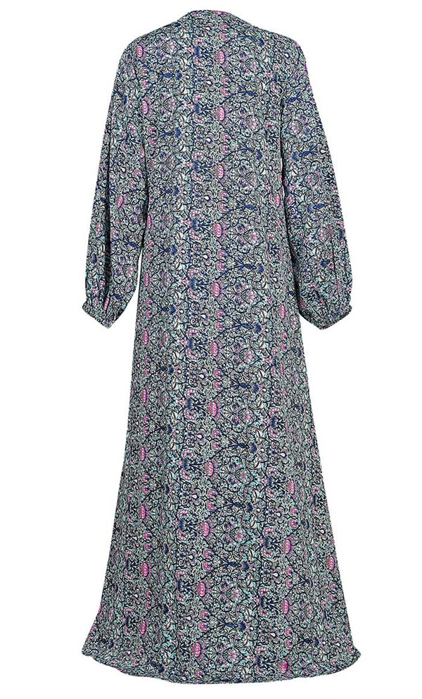 Women's Lotus Multi Printed Shrug With White Layered Abaya - EastEssence.com