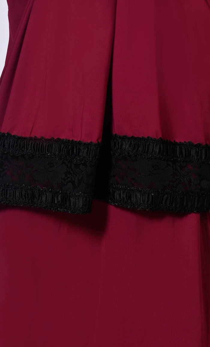 Women's Maroon Niqab and Abaya Set with Stylish