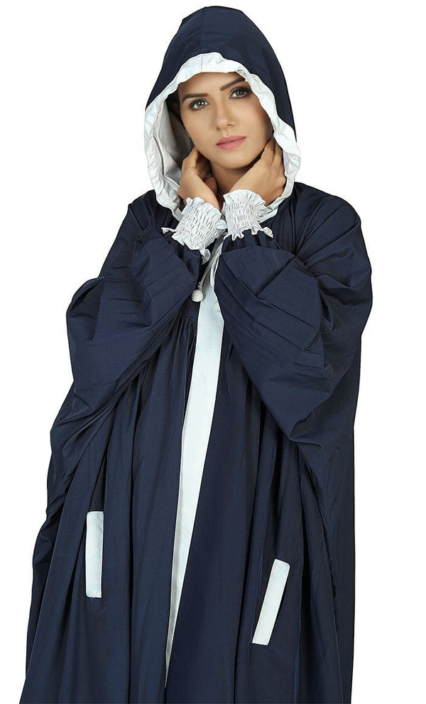 Women's Modest Islamic Navy Long Hoody Abaya - EastEssence.com