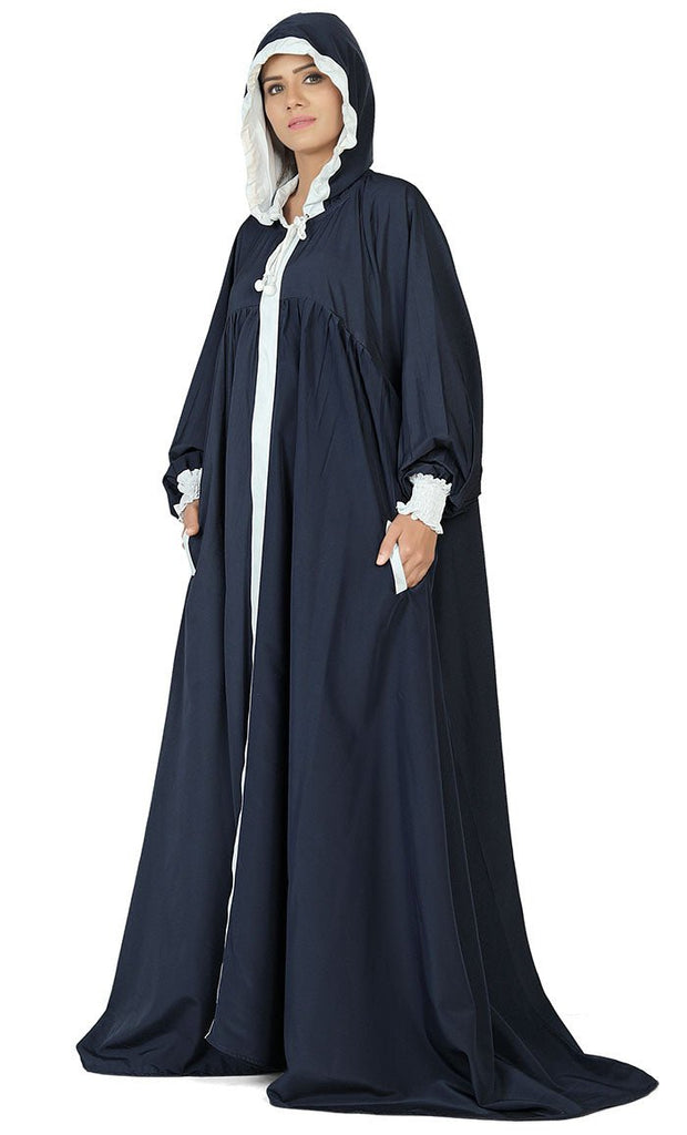 Women's Modest Islamic Navy Long Hoody Abaya - EastEssence.com