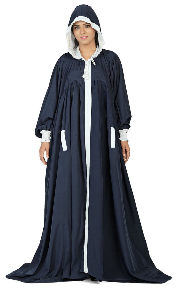 Women's Modest Islamic Navy Long Hoody Abaya - EastEssence.com