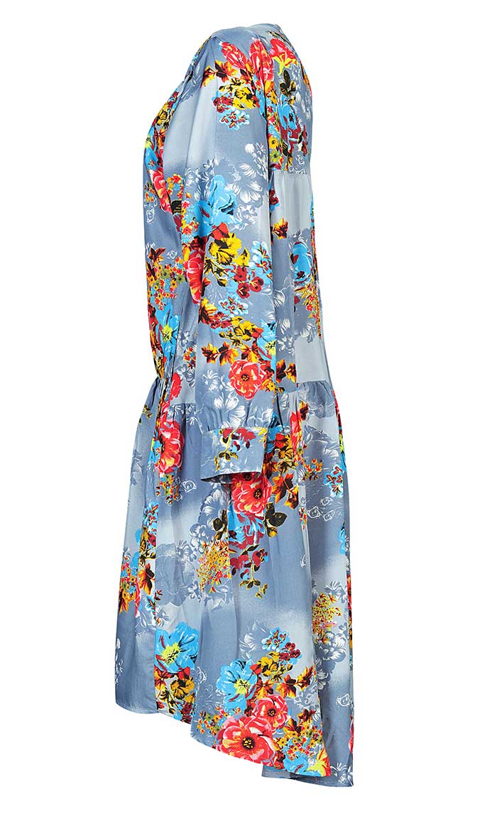 Women's Multifloral Printed And Tie & Dye Effect Tunic With Pockets - EastEssence.com