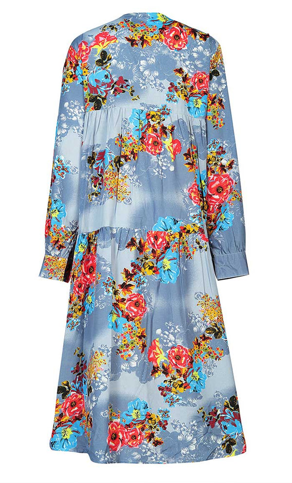 Women's Multifloral Printed And Tie & Dye Effect Tunic With Pockets - EastEssence.com