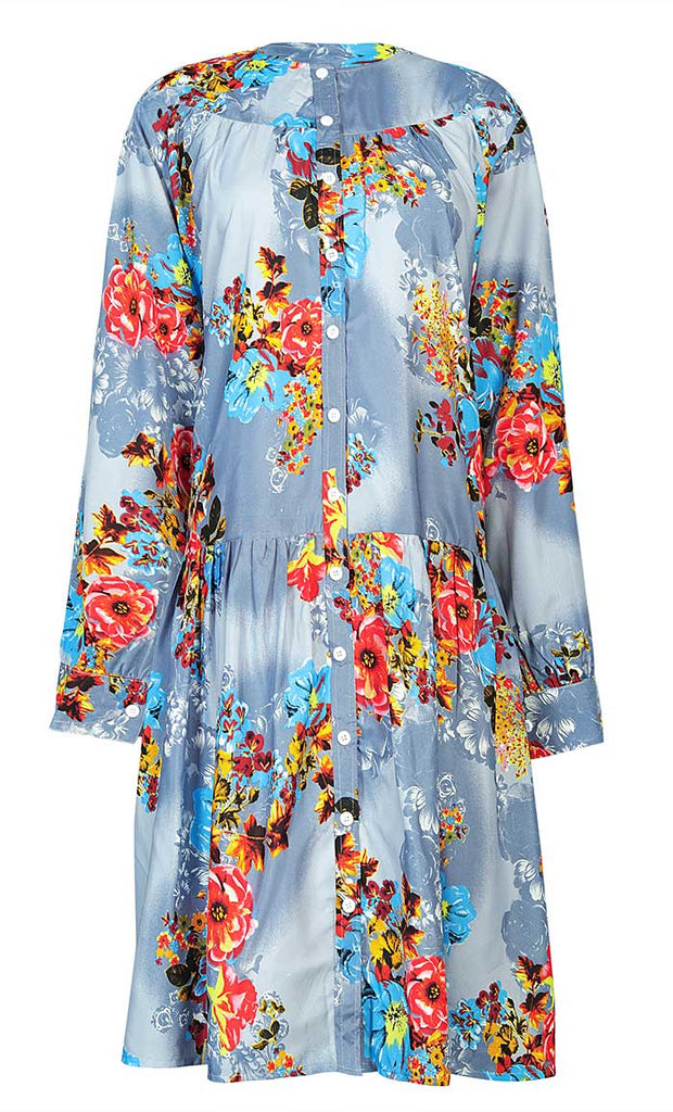 Women's Multifloral Printed And Tie & Dye Effect Tunic With Pockets - EastEssence.com