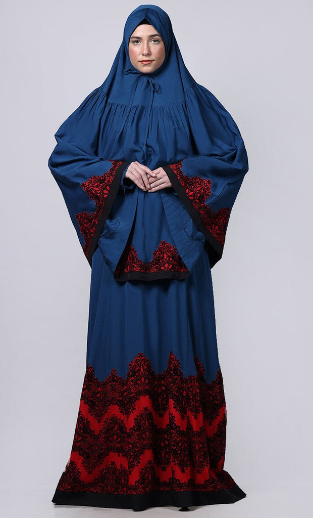 Women's Navy embroidered Prayer Dress - EastEssence.com