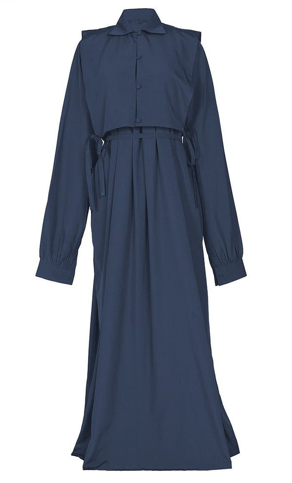 Women's Navy Kashibo Abaya With Short Jacket - EastEssence.com