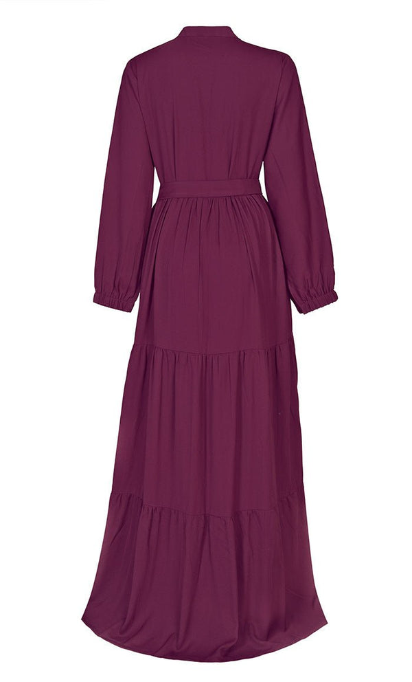 Women's Summer Cool Wine Tiered Abaya