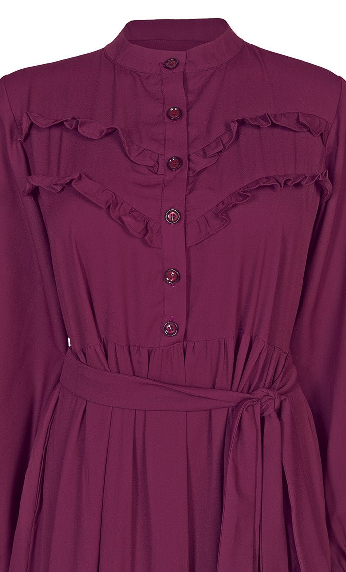 Women's Summer Cool Wine Tiered Abaya