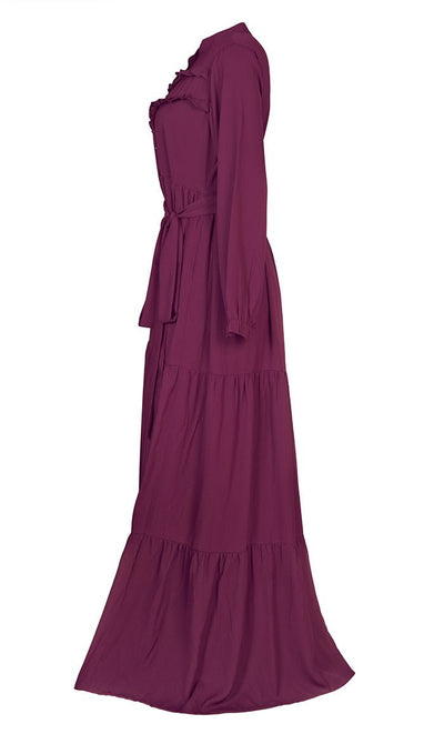 Women's Summer Cool Wine Tiered Abaya